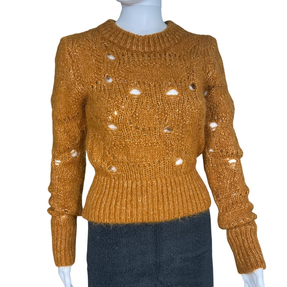 Wool Alpaca Blend Chunky Knit Sweater Gold Ochre XS NEW Layering Indie Sleeze